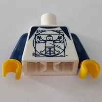 Torso Shirt with Dark Blue Vitruvian Minifigure Print, Dark Blue Arms, Yellow Hands