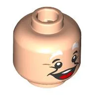 Minifig Head Happy, Thick White Eyebrows, Cheeks, Open Mouth Smile Without/With Teeth