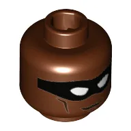 Minifig Head Black Vulcan, Black Eyemask, White Eyes Print