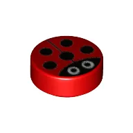 Tile Round 1 x 1 with Ladybug / Ladybird Print
