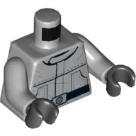 Torso Jumpsuit, Wrinkly with Pockets, Black Belt and Silver Buckle Print, Light Bluish Gray Arms, Black Hands