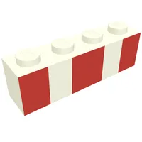 Brick 1 x 4 with 3 Vertical Red Stripes Print (Captain America SDCC Brickheadz)