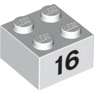 Brick 2 x 2 with Black "16" Print