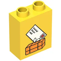 Duplo Brick 1 x 2 x 2 with Parcel and Mail Envelope Print