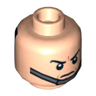 Minifig Head, Chin Strap, Black Goggles / Stern Eyebrows no Goggles Print