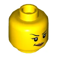 Minifig Head Joey / Chamille, Raised Eyebrow, Eyelashes, Peach Lips, Smirk Print