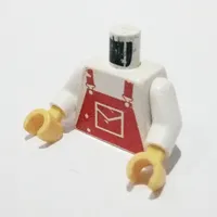 Torso Overalls / Dungarees, Red Print, White Arms, Yellow Hands