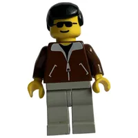 Man, Brown Jacket, Light Gray Legs, Black Hair, Sunglasses