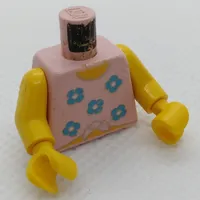 Torso Shirt, Tied at Bottom with Blue Flowers Print, Yellow Arms and Hands