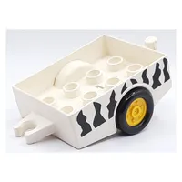 Duplo Trailer with Hitch Ends and Yellow Wheels, Safari Stripe Print