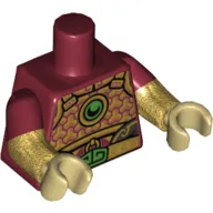 Torso, Dual Molded Arms, Armor with Gold Trim, Green Circle and Buckle Print, Dark Red Sleeves Pattern, Pearl Gold Arms, Tan Hands