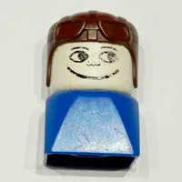 Duplo 2 x 2 x 2 Figure Brick Early, Aviator Hat Brown, Looking Left Print