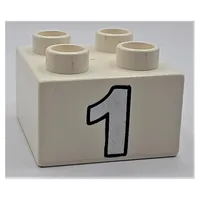 Duplo Brick 2 x 2 with Silver Number 1 Print