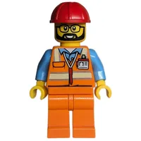 Worker - Orange Safety Vest, Orange Legs, Red Helmet