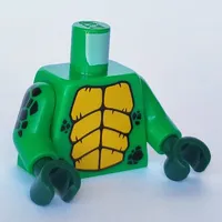 Torso Yellow Dragon Stomach Print, Green Arms with Black Scales Print, Dark Green Hands