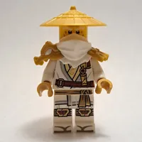 Master Wu, White Shoulder Armor and Mask, Pearl Gold Hat