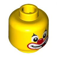 Minifig Head Clown, Red Nose, White Eyes, Red/White Mouth, Tongue