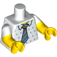 Torso, Dual Molded Arms, Shirt with Dots and Tie Print, White Sleeves Pattern, Yellow Arms and Hands