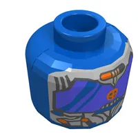 Minifig Head Droid, Large Blue Mask Print [Blocked Open Stud]