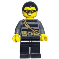 Criminal, Black Striped Top with Rope, Black Hair, Black Eyemask