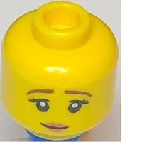 Minifig Head Brown Eyebrows, Peach Lips, Pensive Smile Print