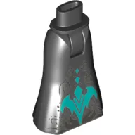 Minidoll Hips and Full Length Skirt with Silver Water Filigree and Dark Turquoise Dragon Print