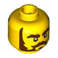 Minifig Head, Thick Reddish Brown Sideburns, Eyebrows, Beard, Stern, Closed Mouth / Smiling, Open Mouth