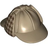 Hat Deerstalker with Dark Red Houndstooth Check on Ear Flaps Print