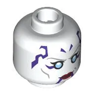 Minifig Head Asajj Ventress, Bright Light Blue Eyes, Red Lips, Dark Purple Markings, Neutral