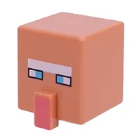 Minifig Head Special, Cube with Nose and Villager Face with Blue Eyes, White Eyebrows Print