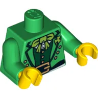 Torso Suit Jacket with Dark Green Vest, Lime Bow Tie and Gold Belt Buckle Print, Green Arms, Yellow Hands