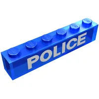 Brick 1 x 6 with No Bottom Tubes with 'POLICE' Print