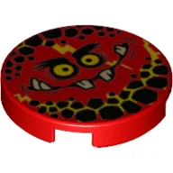 Tile Round 2 x 2 with Bottom Stud Holder with Nexo Knights Globlin Face Print