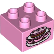 Duplo Brick 2 x 2 with Fancy Cake Print