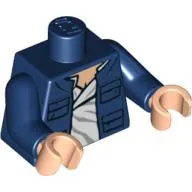 Torso Open Jacket with Pockets and White Shirt Print (Han Solo), Dark Blue Arms, Light Nougat Hands