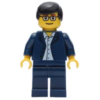 Man, Dark Blue Suit, Black Hair, Glasses
