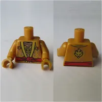 Torso Robe, Gold Flames, Red Sash Belt Print, Pearl Gold Arms and Hands