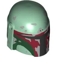 Helmet Mandalorian with Holes, Black Visor, Dark Red and Dark Green Markings, Worn Out Print (Boba Fett)