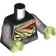 Torso, Tan Wrappings, Red Armor, Yellowish Green Ribcage, Silver Belt with Skull print , Flat Silver Arms, Yellowish Green Hand