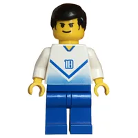 Soccer Player White Torso, Blue Legs, #18