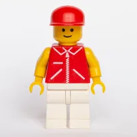 Man, Red Jacket with Zipper and Pockets, White Legs, Red Cap
