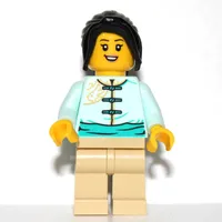 Light Aqua Torso, Tan Legs, Long Black Hair