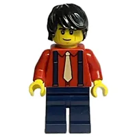 Red Torso, Dark Blue Legs, Black Hair