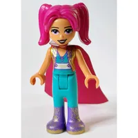 Camila - Gold Jacket, Dark Turquoise Pants, Magenta Hair, Cape