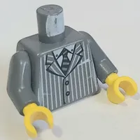 Torso Suit Jacket, Pinstriped, and Striped Tie Print, Dark Bluish Gray Arms, Yellow Hands