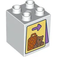 Duplo Brick 2 x 2 x 2 with Sign, Arrow, Bear, Suitcase print