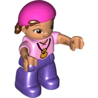 Duplo Figure Child with Bandana Dark Pink, Necklace with Pouch Print (Izzy)