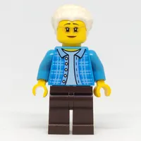 Dark Azure Torso, Dark Brown Legs, White Hair