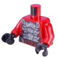 Torso, Dark Bluish Grey Armor Plating, Nougat Belt print, Red Arms, Black Hands