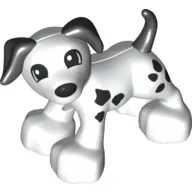 Duplo Animal Dog Large Paws with Black Ears and Tail and Spots, Eyes Looking Right Print